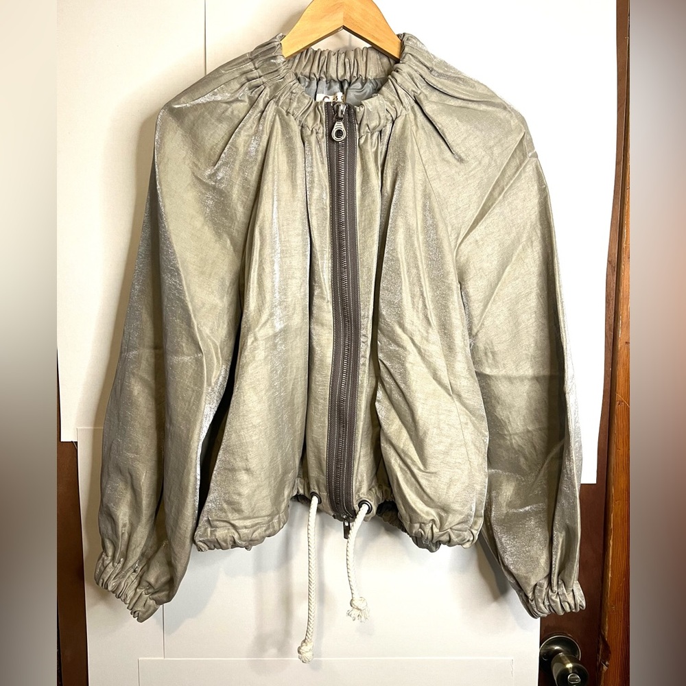 Gro Abrahamsson Women’s Size 40 (US 8) Metallic Beige Linen Blend Jacket